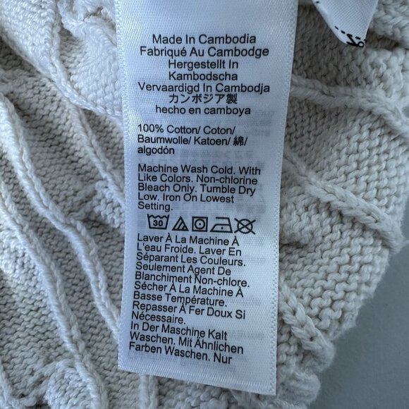 J Crew Cable Knit Sweater Vest Size L Natural Cream Preppy Cotton BS916 - Picture 6 of 9